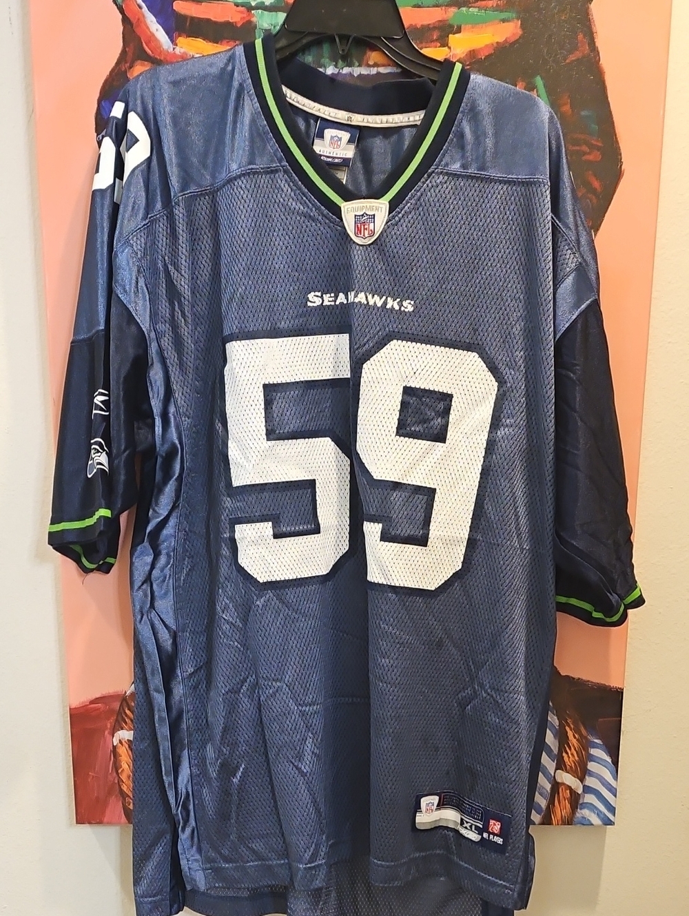 Reebok Navy Blue and White Seahawks #59 Men’s Football Jersey